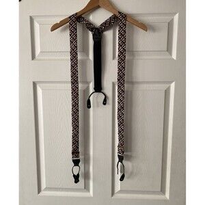 Vintage Pelican USA silk braces suspenders with geometric pattern adjustable